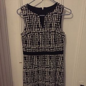 black and white, fitted dress